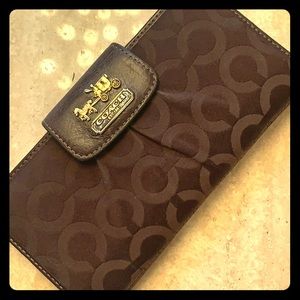 Authentic coach canvas logo wallet/check book